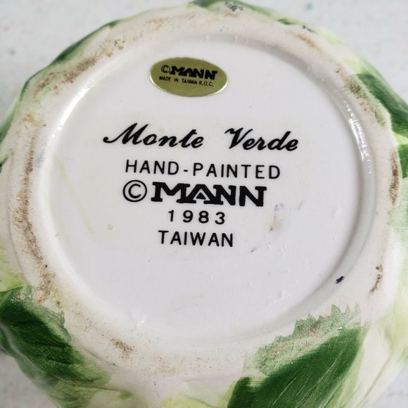 Vintage Hand Painted Cauliflower Creamer Sugar Dish Set  Monte Verde Man - Picture 7 of 12